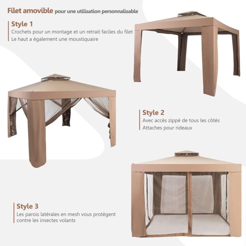 COSTWAY Tonnelle de Jardin 3 x 3M – Image 5
