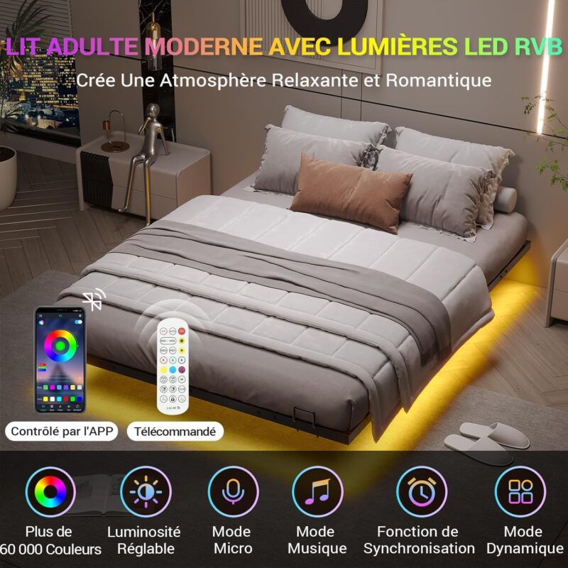 Lit 140x190cm avec Sommier Métal – Image 8
