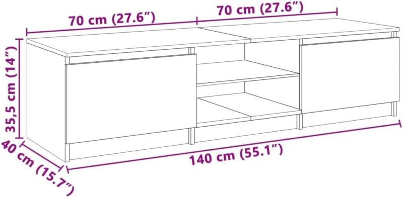 Meuble TV avec lumières LED Chêne Marron – Image 2