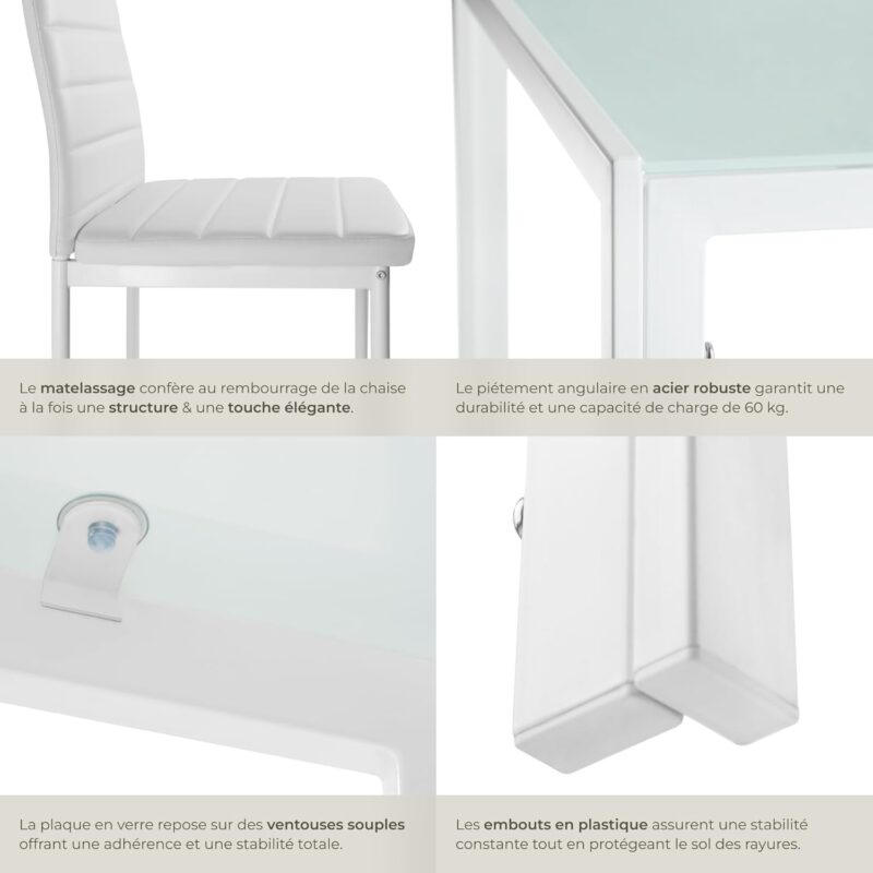 TecTake Ensemble Table Salle à Manger avec 4 Chaises Design – Image 4