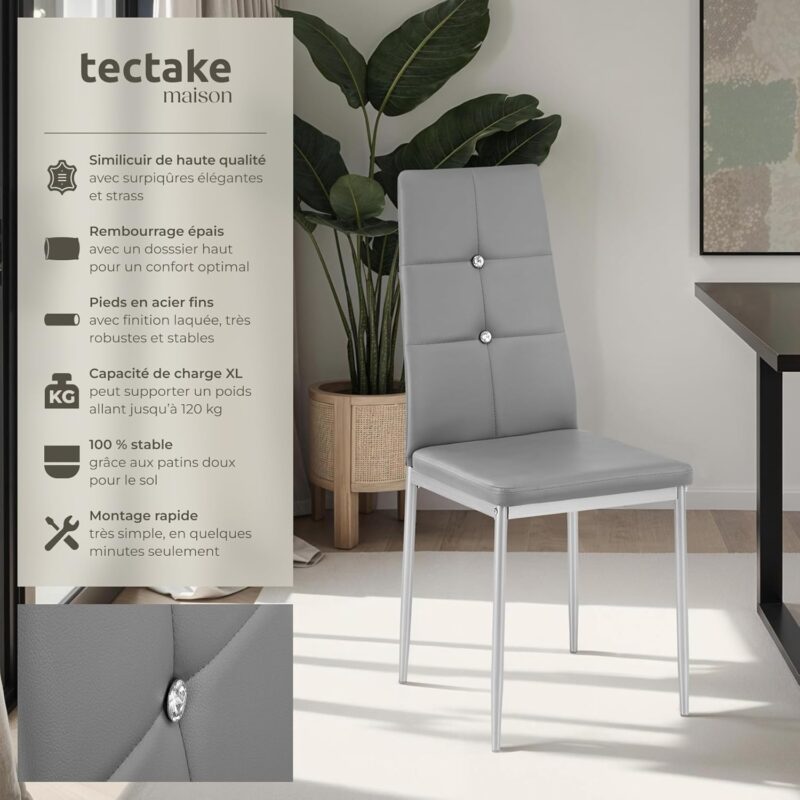 TecTake® Lot de 6 Chaises de Salle à Manger Moderne – Image 9