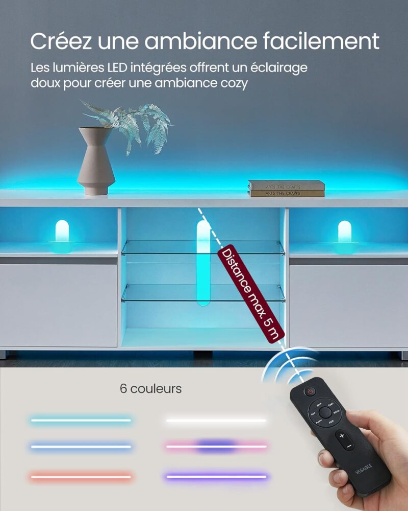 VASAGLE Meuble TV avec LED – Image 3