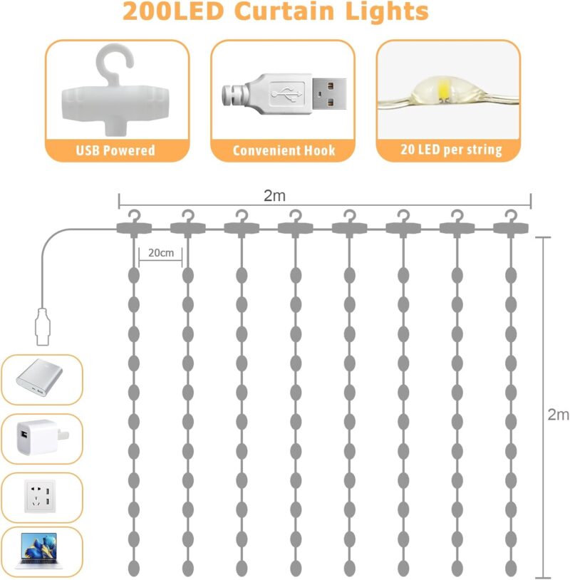 Rideau lumineux 2 x 2 m – Image 3