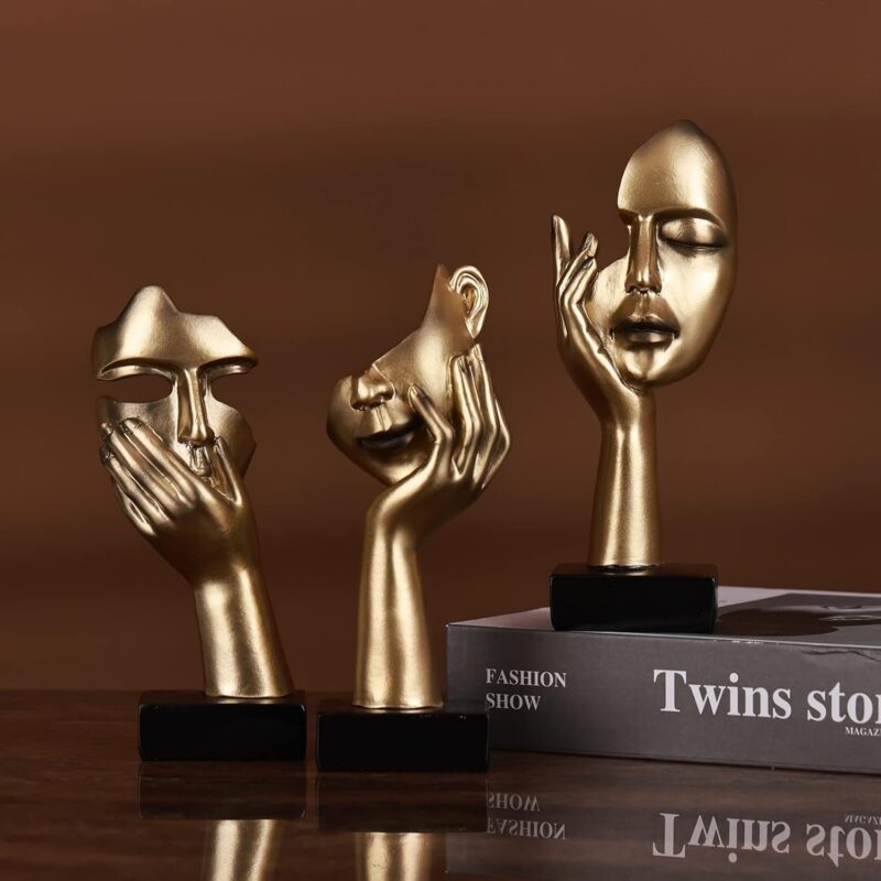 Lot de 3 Statues de penseur – Image 3