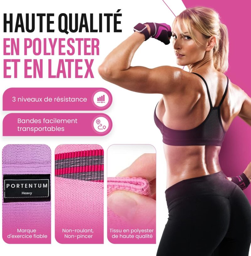 Bandes Elastiques de Fitness antidérapantes en Tissu – Image 2