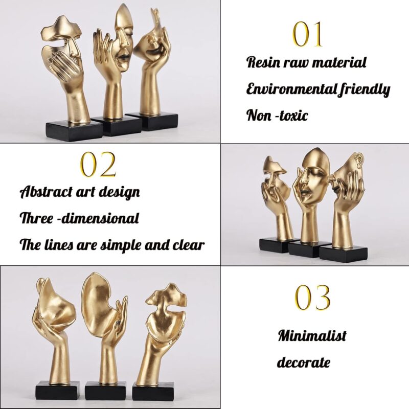 Lot de 3 Statues de penseur – Image 4
