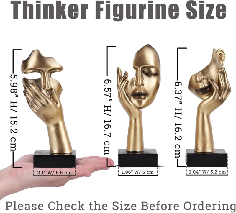 Lot de 3 Statues de penseur – Image 6